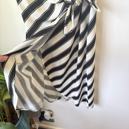 H&M Striped Wrap Dress Black & White - Size S