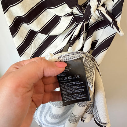 H&M Striped Wrap Dress Black & White - Size S