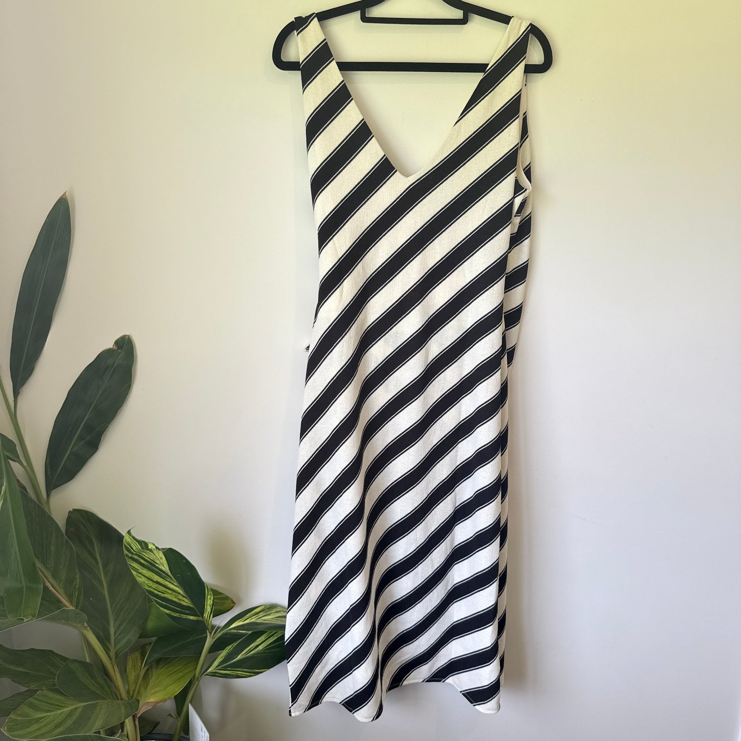 H&M Striped Wrap Dress Black & White - Size S