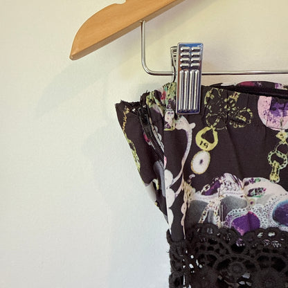 Dotti Strapless Chain Print Skater Dress  - Size 10