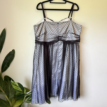 City Chic Polka Dot Tulle Overlay Dress Black & White - Size M