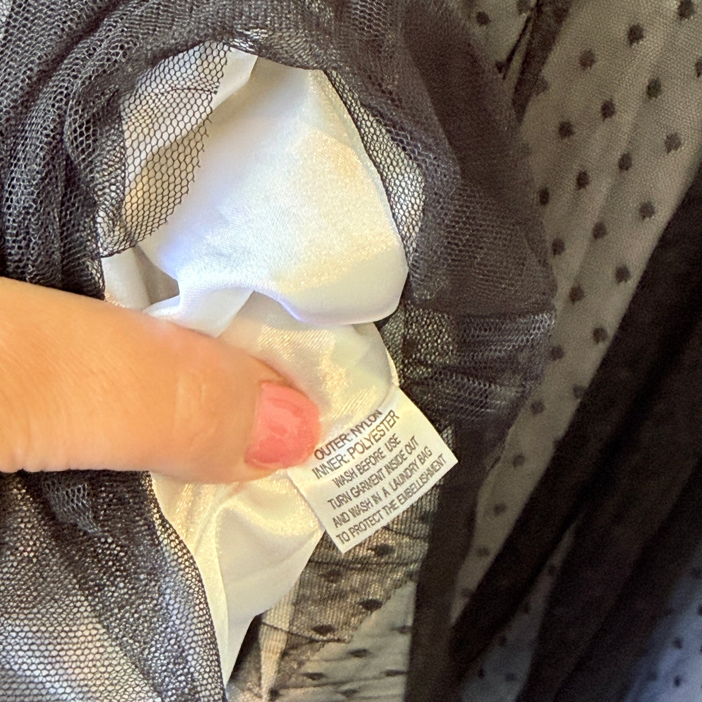 City Chic Polka Dot Tulle Overlay Dress Black & White - Size M