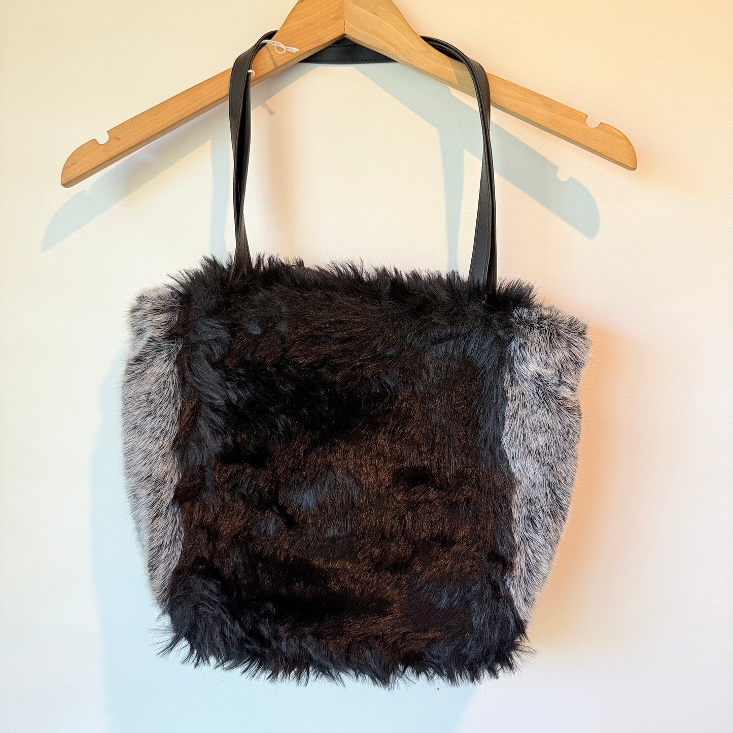 Faux Fur Bag (Black & Grey)