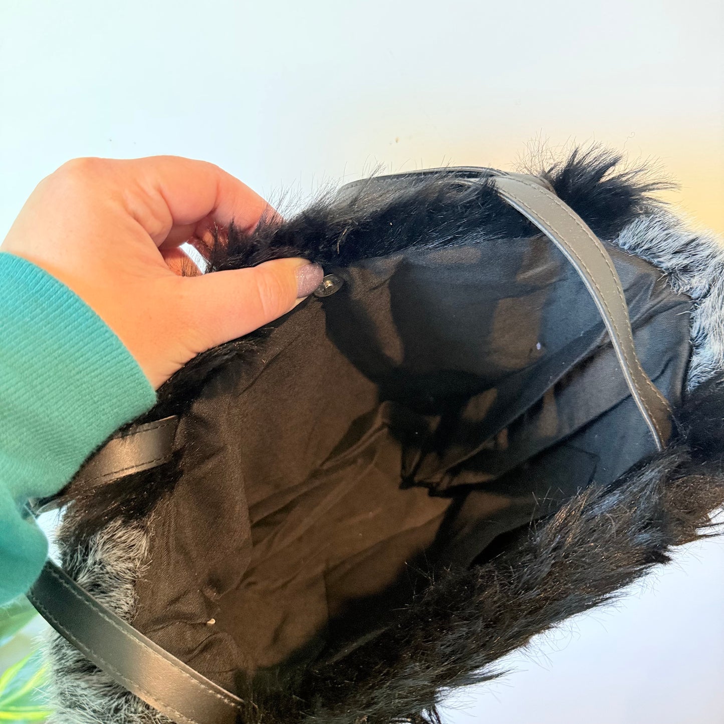 Faux Fur Bag (Black & Grey)