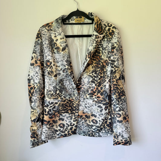 Beulah Style Leopard & Butterfly Print Blazer - Size M