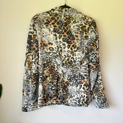 Beulah Style Leopard & Butterfly Print Blazer - Size M