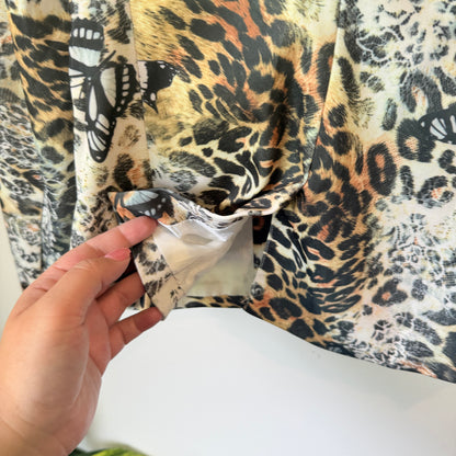 Beulah Style Leopard & Butterfly Print Blazer - Size M