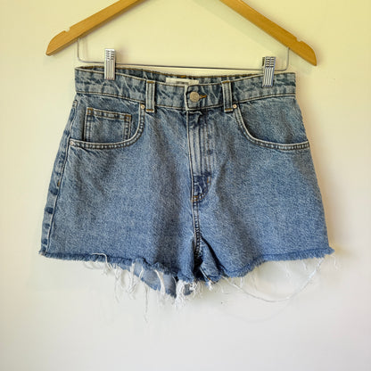 Cotton On High Rise Mom Denim Shorts Blue - Size 10