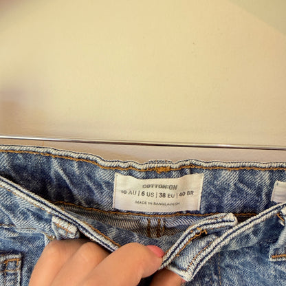 Cotton On High Rise Mom Denim Shorts Blue - Size 10