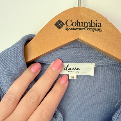 Dazie Ruched Front Collared Crop Top Blue - Size 18