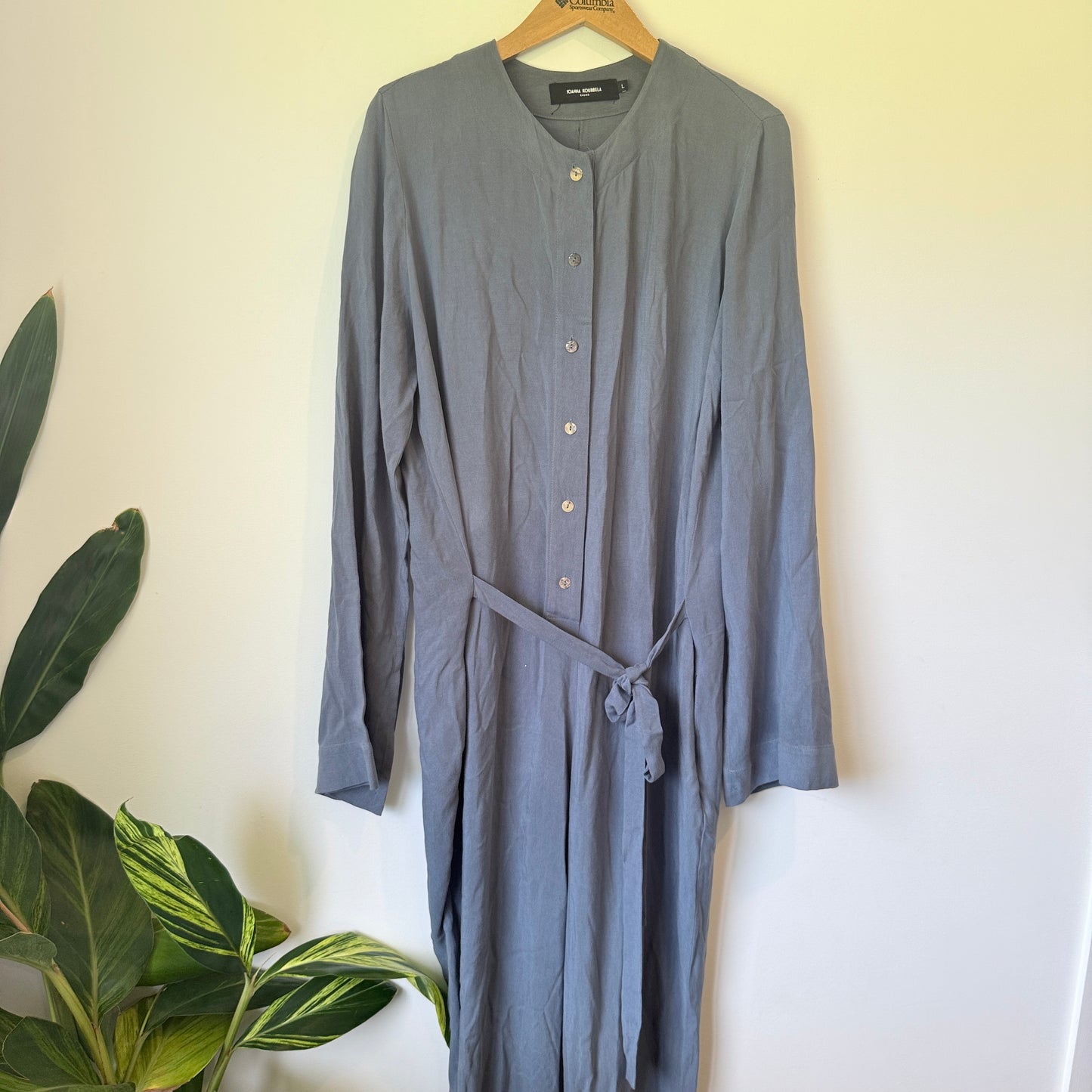 Ioanna Kourbela Basics Button Front Tie Waist Jumpsuit - Size L