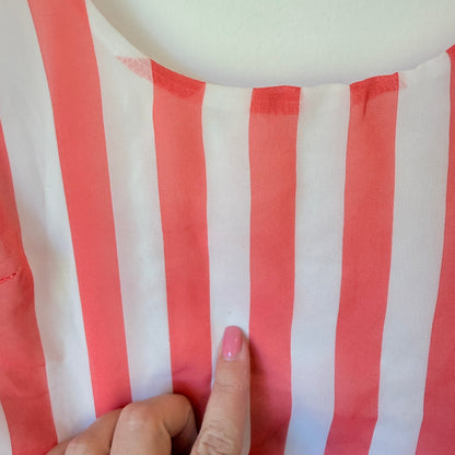 Pagani Striped Fit & Flare Dress Pink & White - Size 12