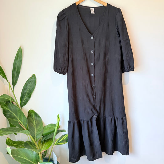 Anko Size 12 Black Button-Down Midi Dress