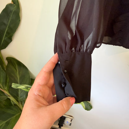 Pepe Jeans London Pleated Ruffle Front Blouse Black - Size S