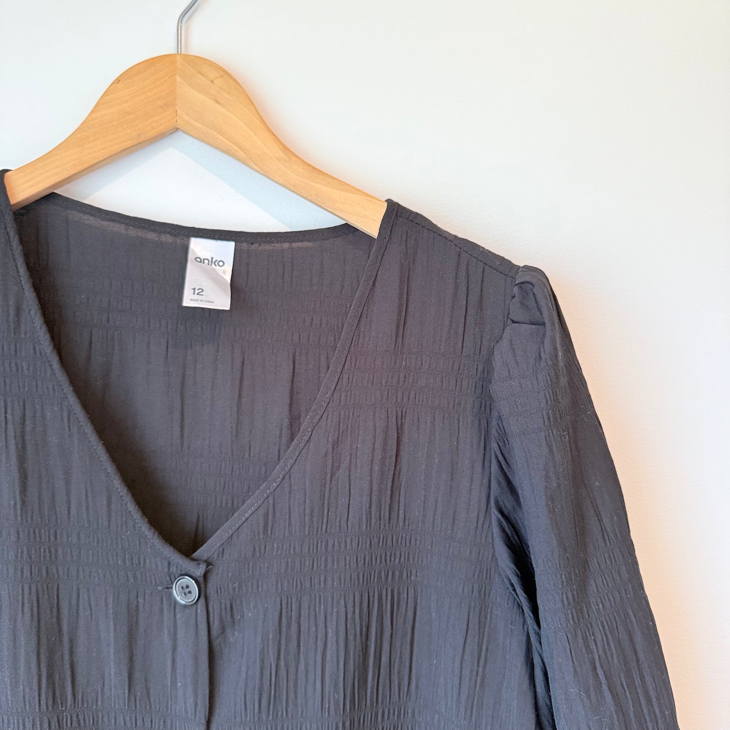 Anko Size 12 Black Button-Down Midi Dress