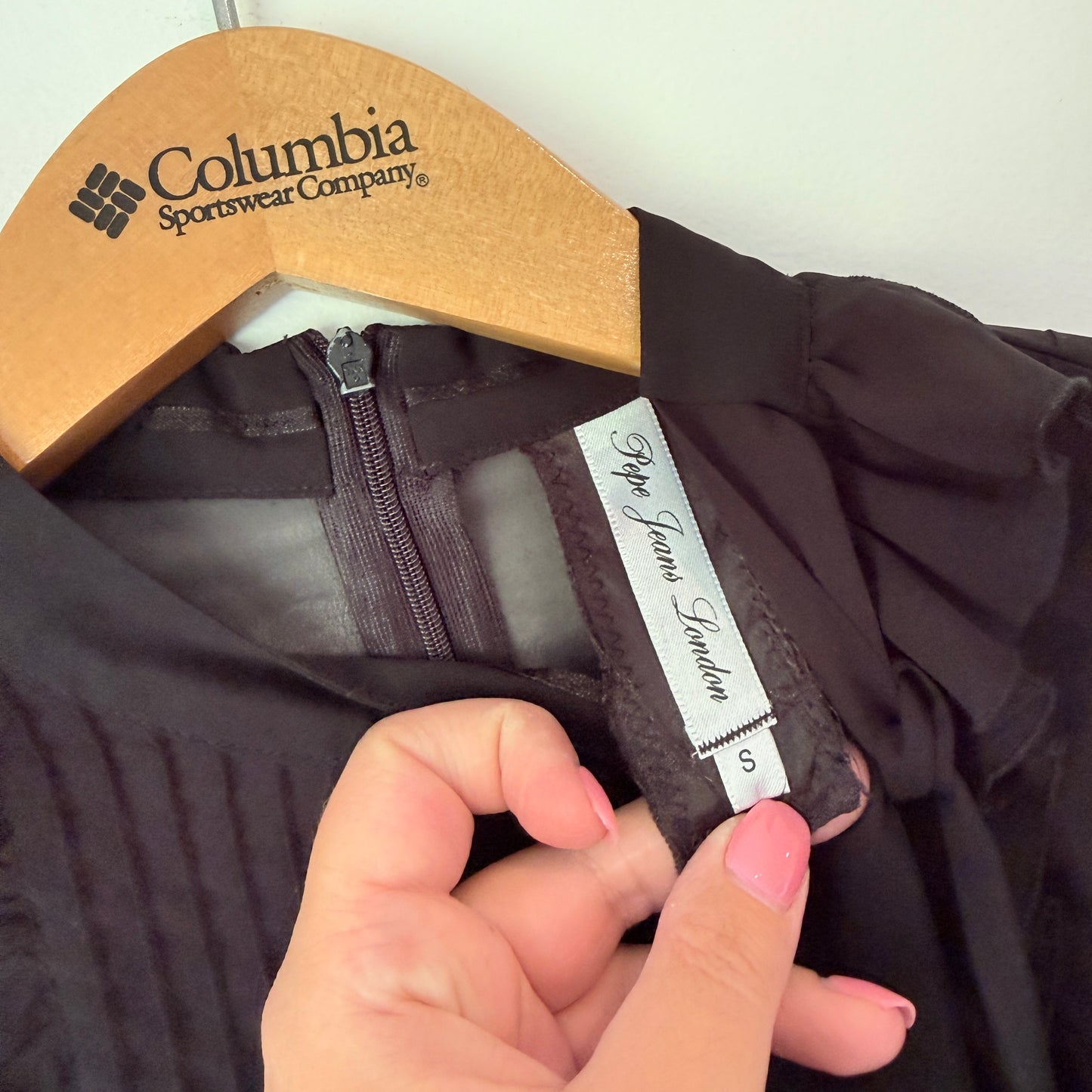 Pepe Jeans London Pleated Ruffle Front Blouse Black - Size S