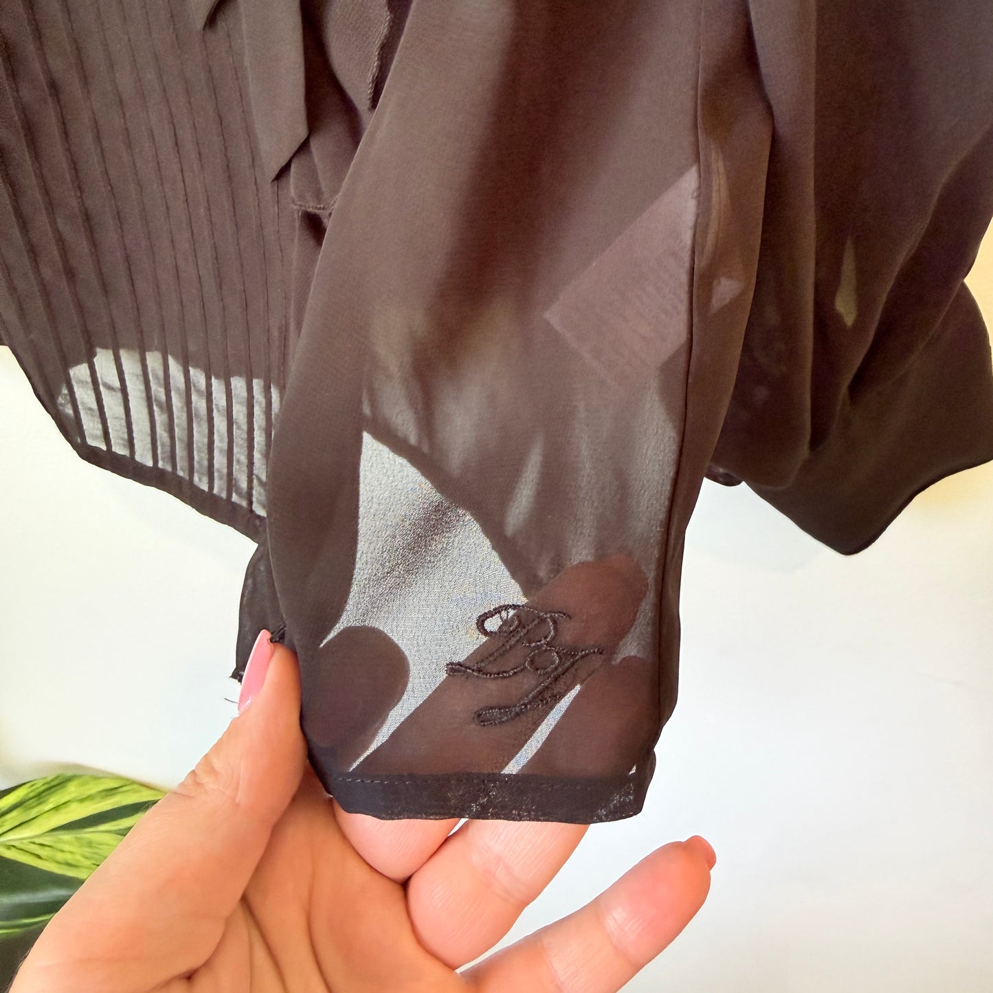 Pepe Jeans London Pleated Ruffle Front Blouse Black - Size S