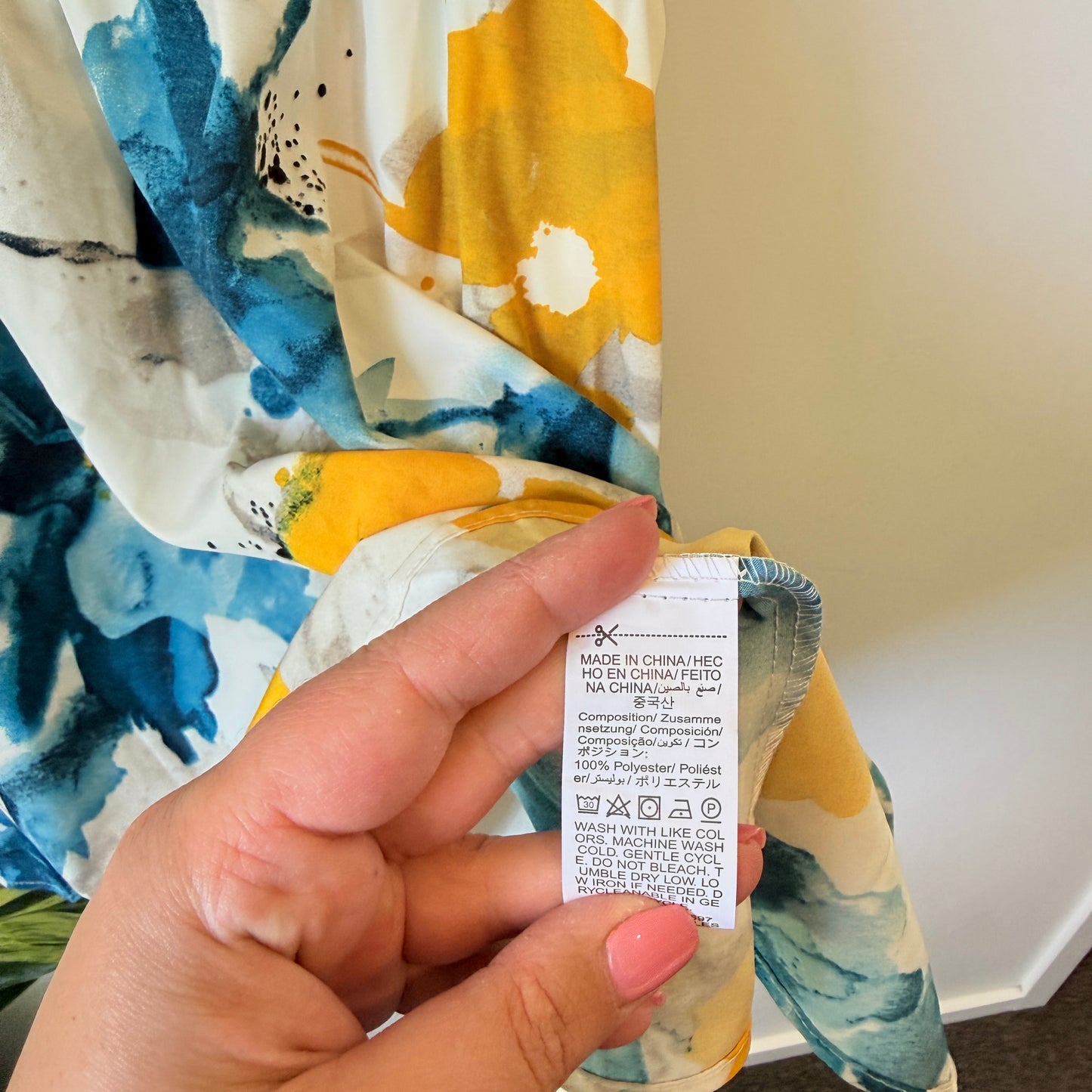 Shein Ribbed & Floral Fit & Flare Dress Black Multi - Size M