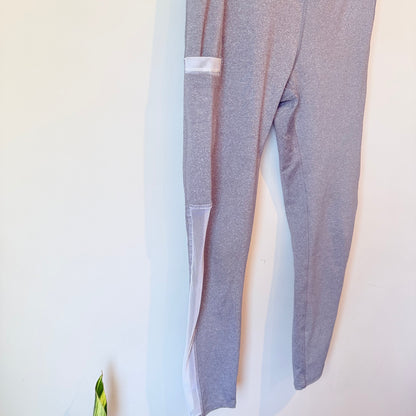 Cotton On Body Size S Gray Leggings with White Mesh Panel