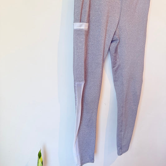 Cotton On Body Size S Gray Leggings with White Mesh Panel