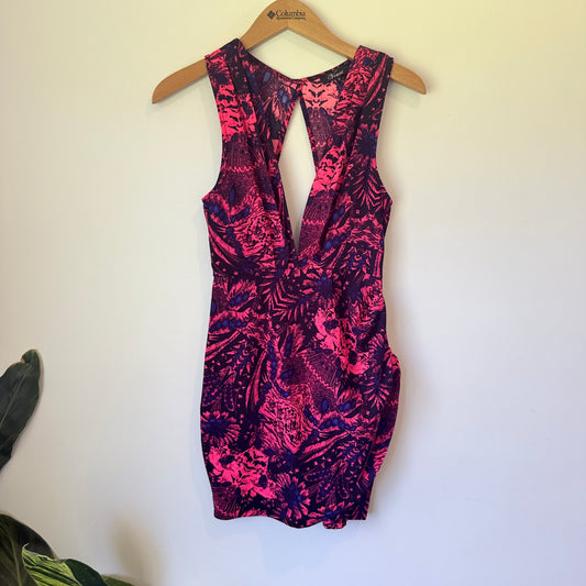 Venus Abstract Print Cutout Mini Dress - Size 6