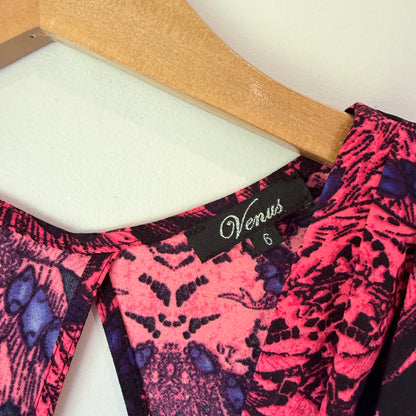 Venus Abstract Print Cutout Mini Dress - Size 6