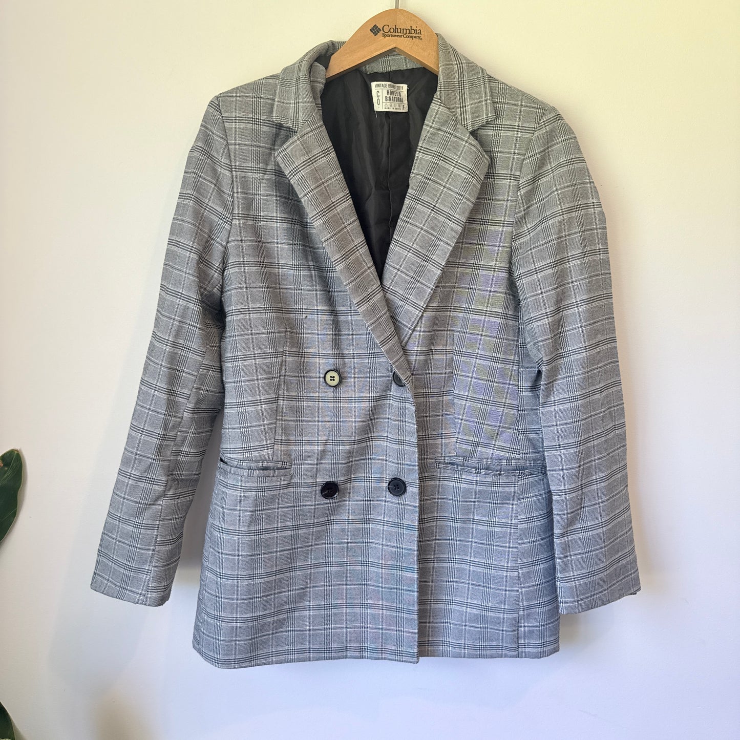 Honey:B Plaid Double Breasted Blazer Grey - Size F
