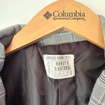 Honey:B Plaid Double Breasted Blazer Grey - Size F