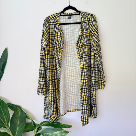 Shein Curve Size 0XL Plaid Drape Front Cardigan