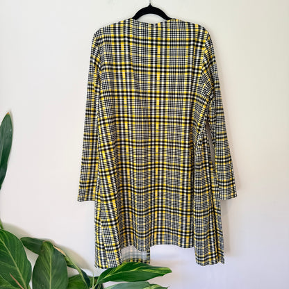 Shein Curve Size 0XL Plaid Drape Front Cardigan