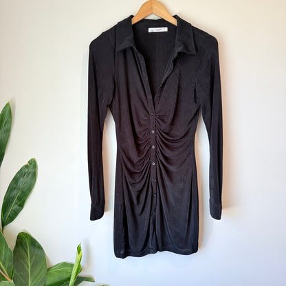 Supre Size S Black Ruched Shirt Dress