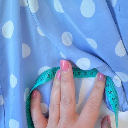 Mirrou Polka Dot Puff Sleeve Midi Dress Blue & White - 43cm U/Arm