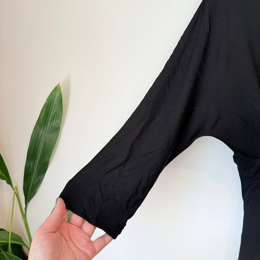 Keith Matheson (NZ Made) Size 10 Black V-Neck Midi Dress