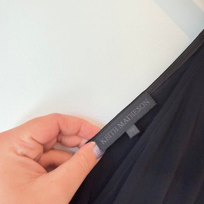 Keith Matheson (NZ Made) Size 10 Black V-Neck Midi Dress