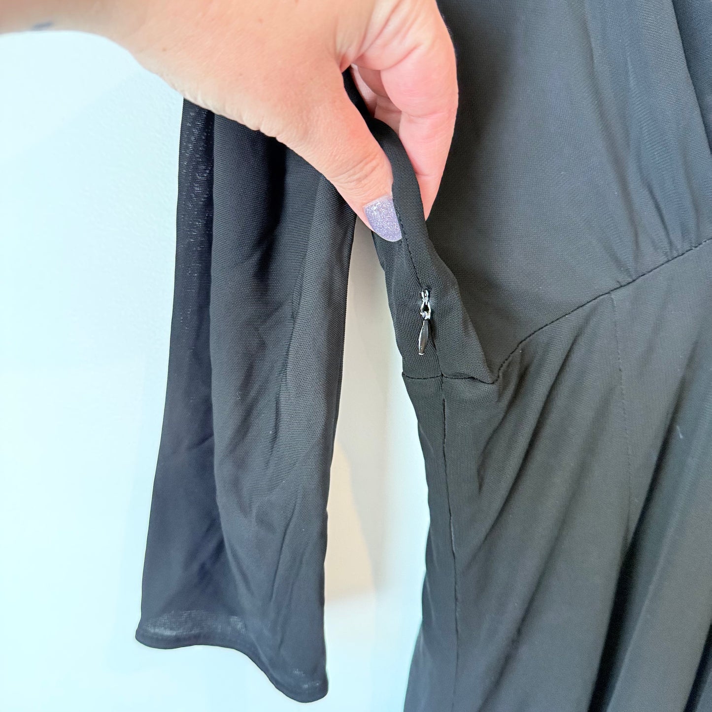 Keith Matheson (NZ Made) Size 10 Black V-Neck Midi Dress