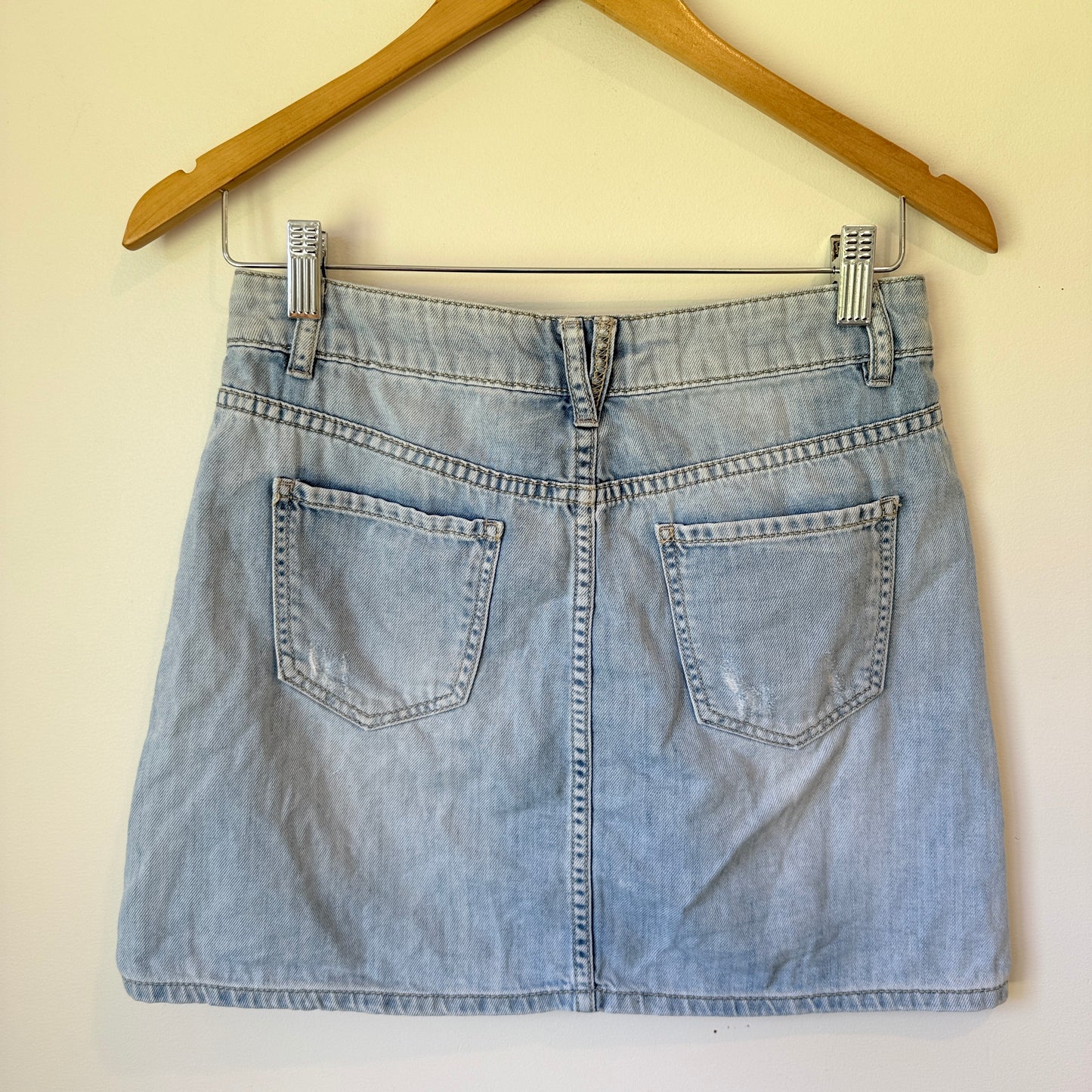 Just Jeans Distressed Denim Skirt Light Blue - Size 8