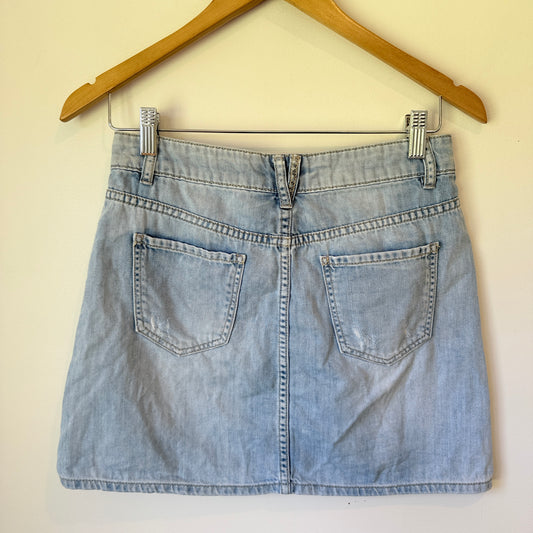 Just Jeans Distressed Denim Skirt Light Blue - Size 8
