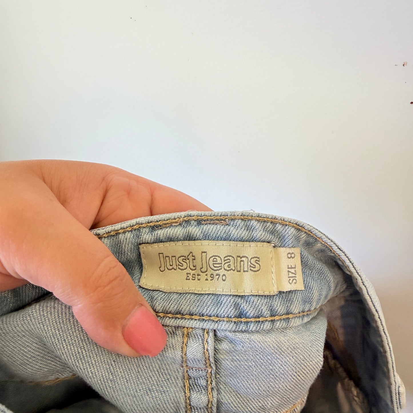 Just Jeans Distressed Denim Skirt Light Blue - Size 8