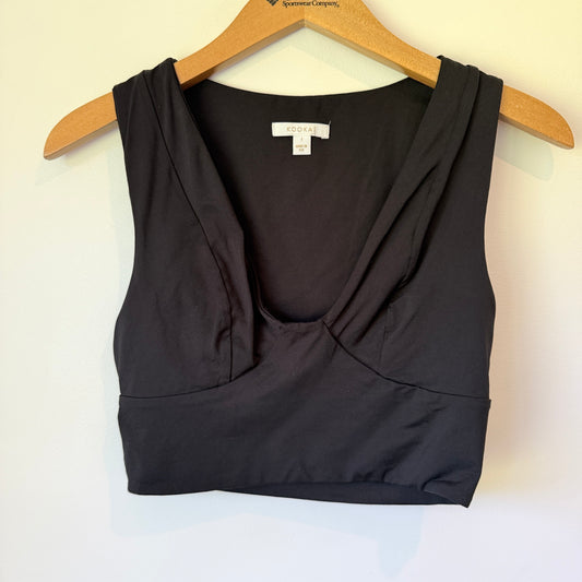 Kookai Plunge V-Neck Crop Top Black - Size 1