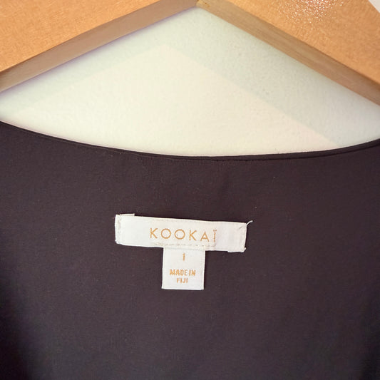 Kookai Plunge V-Neck Crop Top Black - Size 1