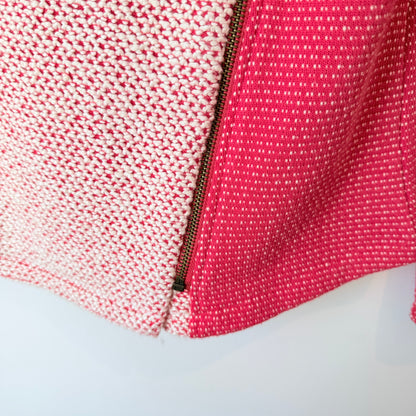 Lilla P Size S Pink & Off-White Asymmetrical Knit Sweater