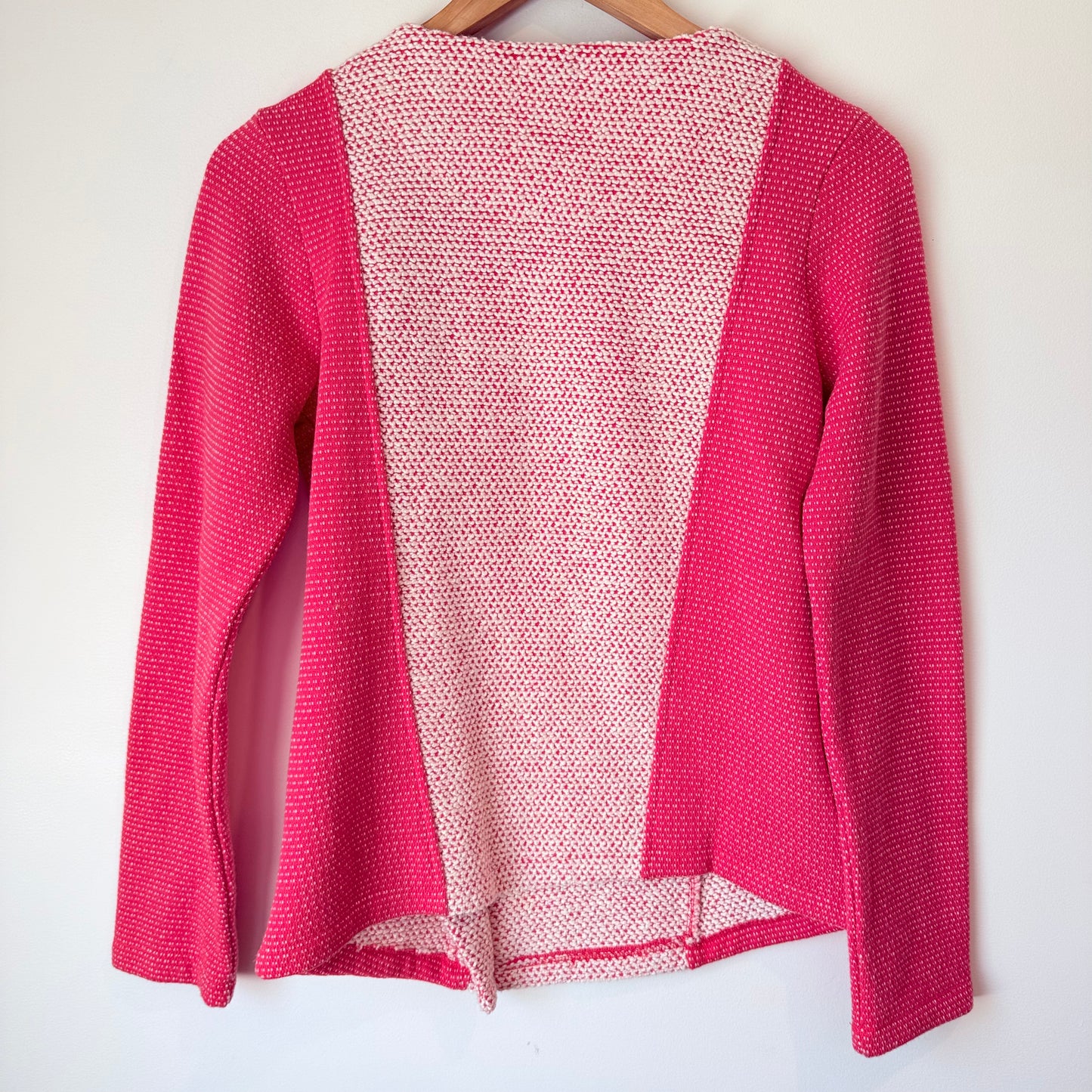 Lilla P Size S Pink & Off-White Asymmetrical Knit Sweater
