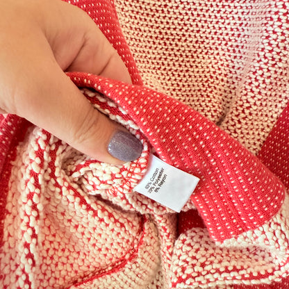 Lilla P Size S Pink & Off-White Asymmetrical Knit Sweater