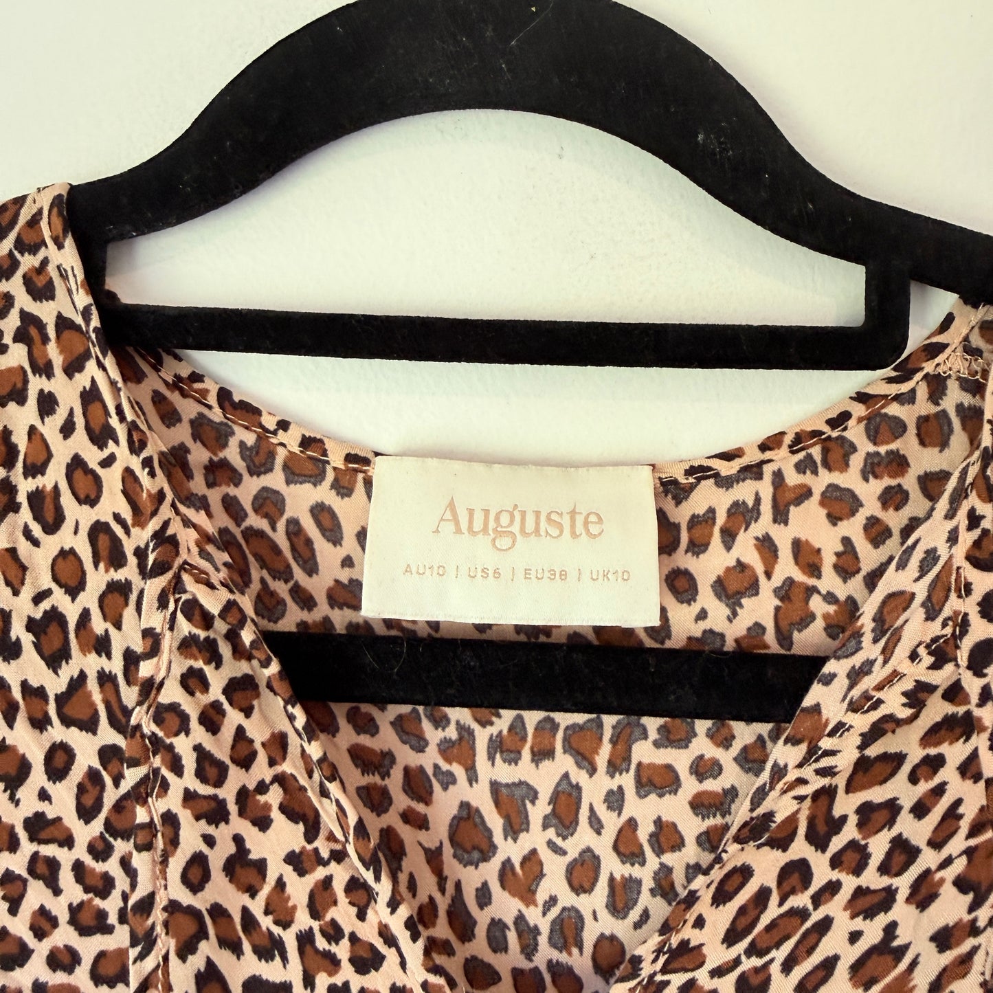 Auguste Leopard Print Long Sleeve Mini Dress - Size 10