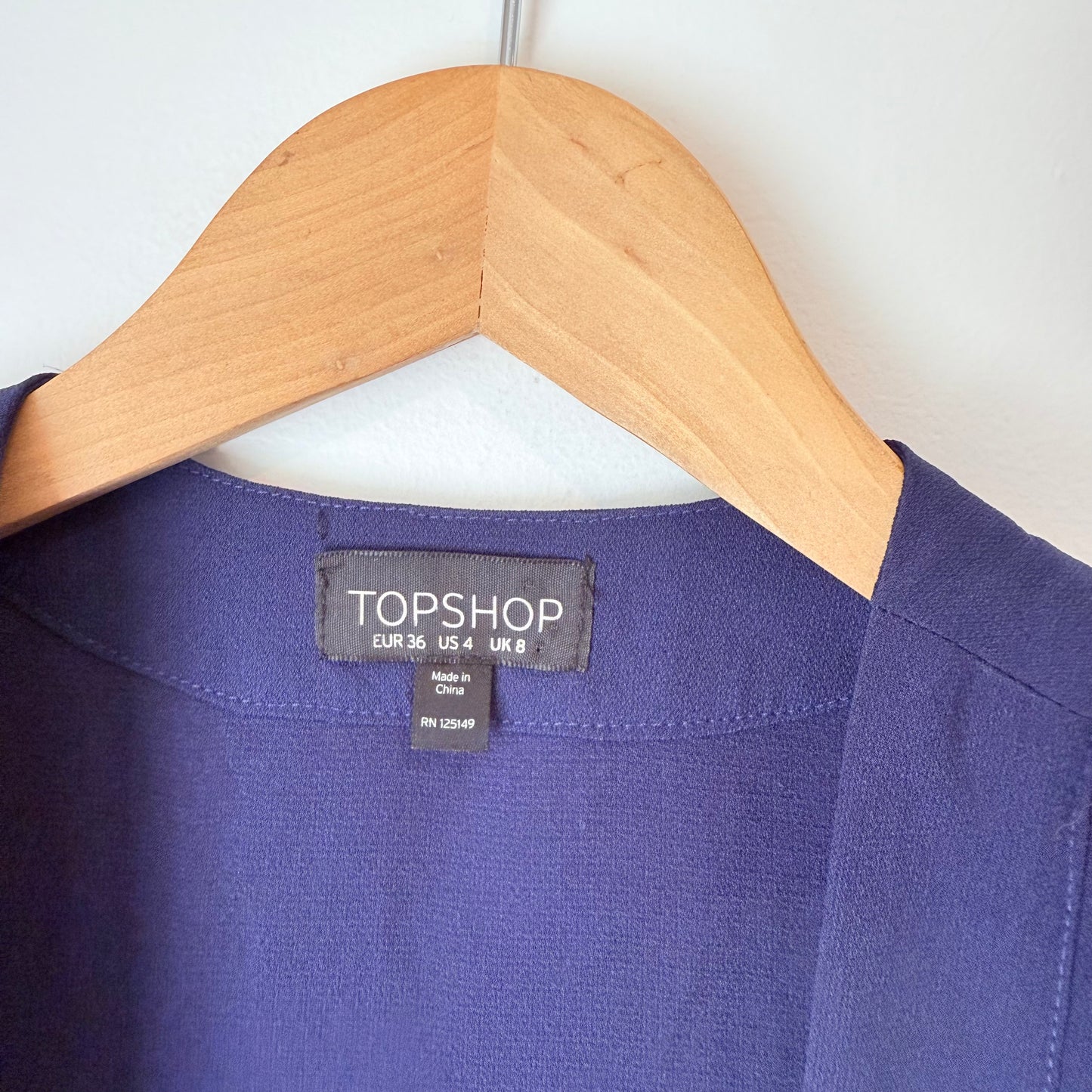 Topshop Size 4 Blue Open-Front Long Tux Vest Jacket