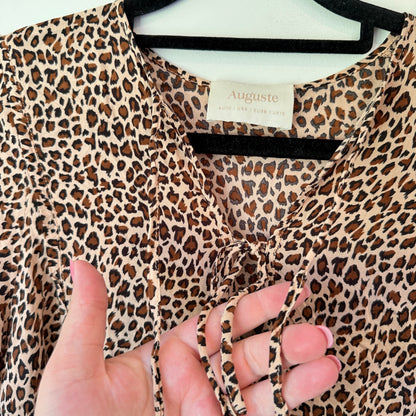 Auguste Leopard Print Long Sleeve Mini Dress - Size 10