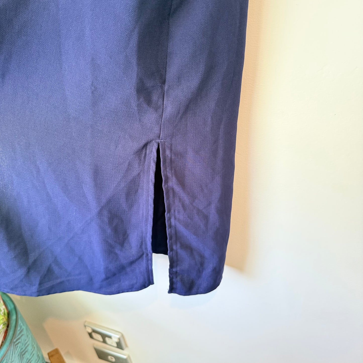 Topshop Size 4 Blue Open-Front Long Tux Vest Jacket