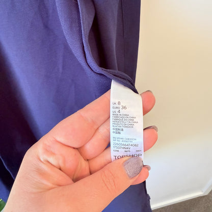 Topshop Size 4 Blue Open-Front Long Tux Vest Jacket