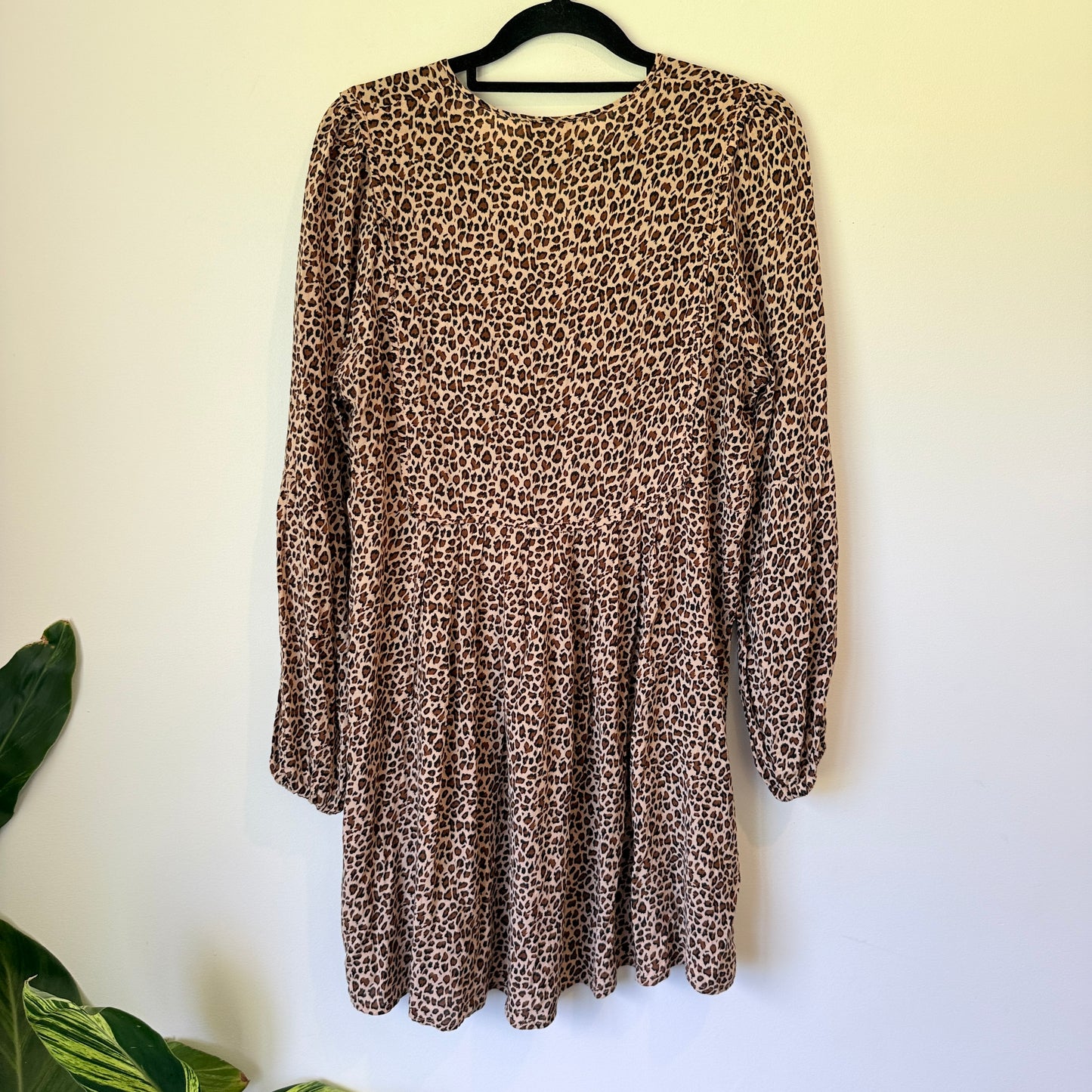Auguste Leopard Print Long Sleeve Mini Dress - Size 10