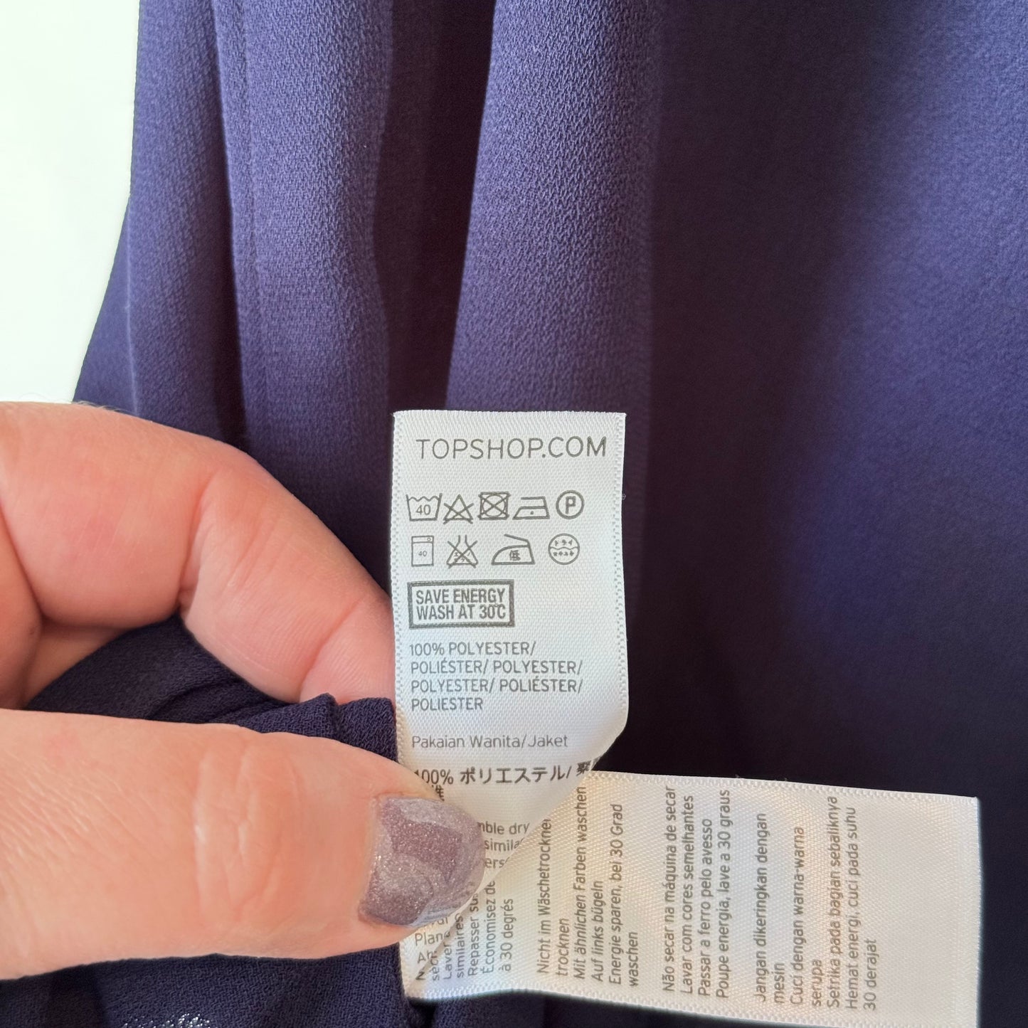 Topshop Size 4 Blue Open-Front Long Tux Vest Jacket